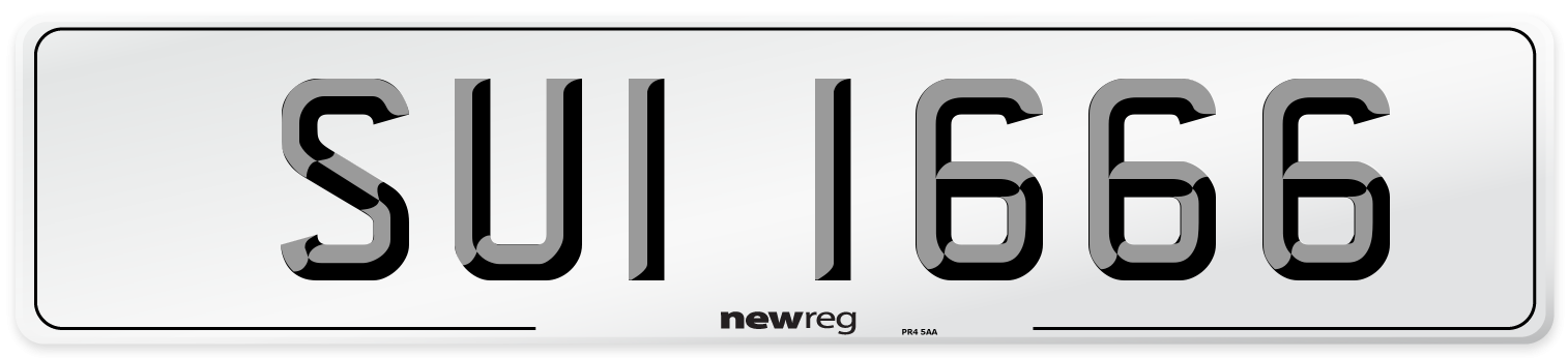 SUI 1666 Number Plate from New Reg
